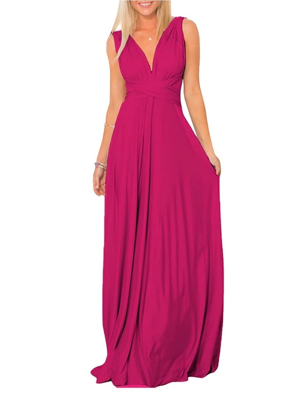 Halter Convertible Multi Way Spaghetti Strap Wedding Cocktail Maxi Gown